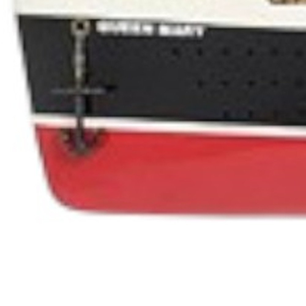 9" Black and Red Solid Wood Hand Painted SS United States 1952 Model Boat on a white background