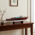 12" Wood Brown Riva Aquarama Half Hull Hand Painted Decorative Boat. Home product in brown wood.
