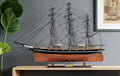25" Brown And Black Solid Wood Hand Painted Boat Model Boat