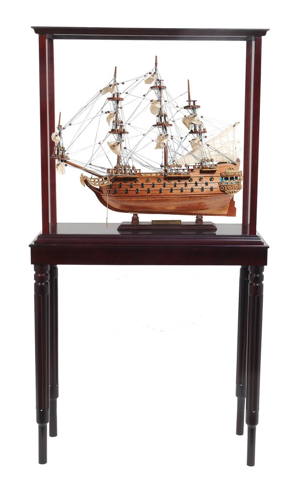 50" Brown Solid Wood Hand Painted Model Boat