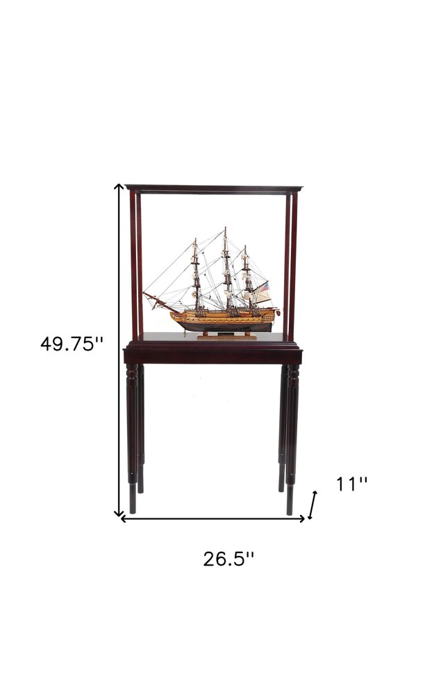 50" Brown Solid Wood Hand Painted Boat Model Boat