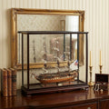 32" Wood Brown Solid Wood Hand Painted 1797 USS Constitution Medium Display Case Model Boat
