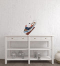 21" Blue and White 1797 La Confiance Boat Hand Painted Decorative Boat. Home product in white.