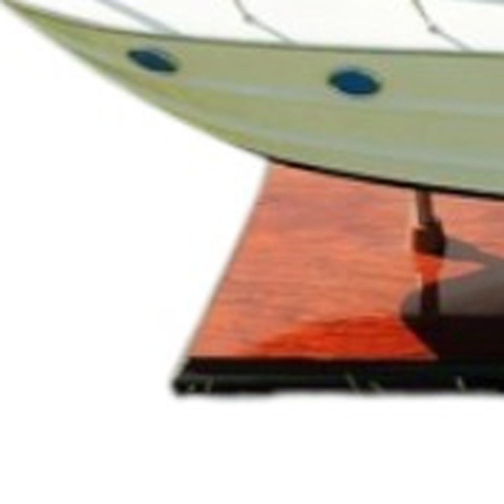 19" White Solid Wood Hand Painted Model Boat. Home product isolated on a plain white background, showing a wood surface.