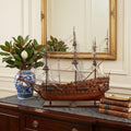 32" Wood Brown Solid Wood Hand Painted c1665 Zeven Provincien Model Boat