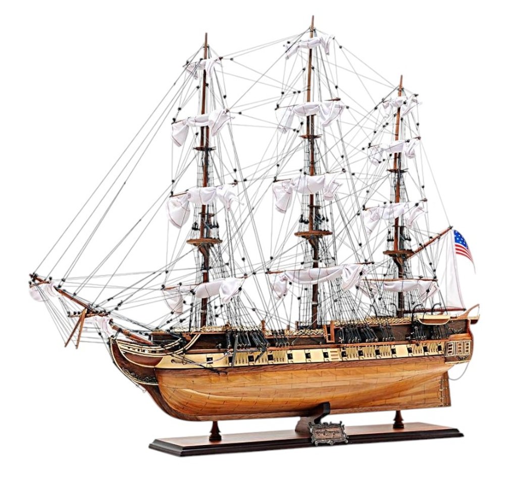 60" Brown Solid Wood Hand Painted Boat Model Boat