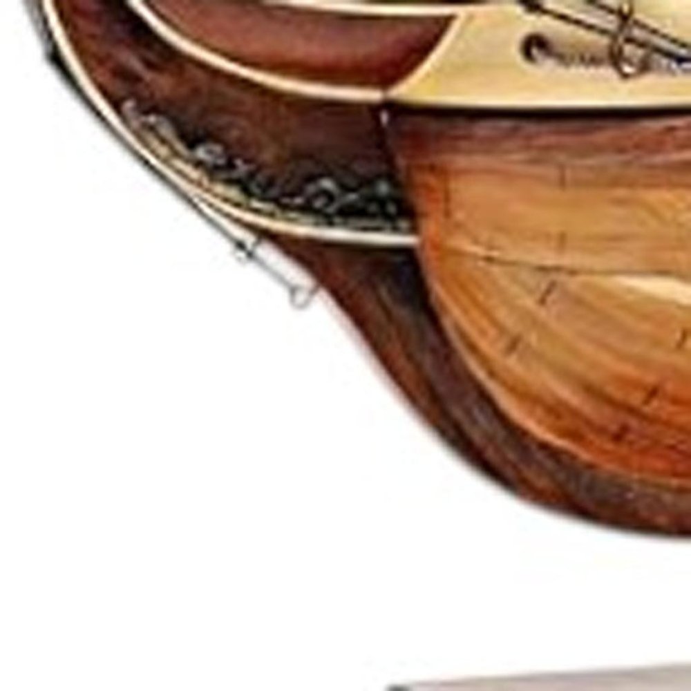 60" Brown Solid Wood Hand Painted Boat Model Boat