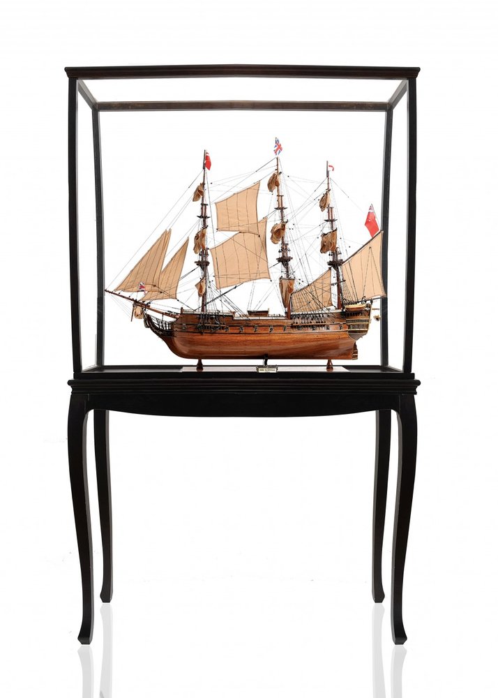 69" Brown Solid Wood Hand Painted Boat Model Boat
