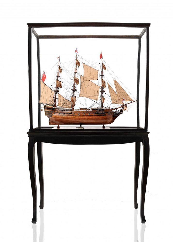 69" Brown Solid Wood Hand Painted Boat Model Boat