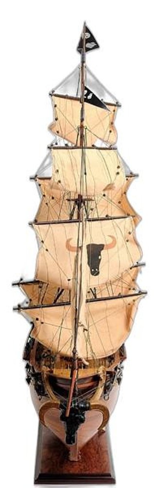 32" Brown Solid Wood Hand Painted Boat Model Boat