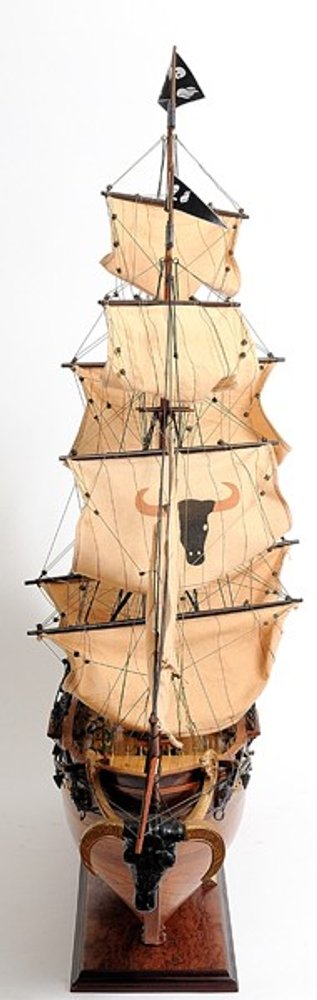 32" Brown Solid Wood Hand Painted Boat Model Boat