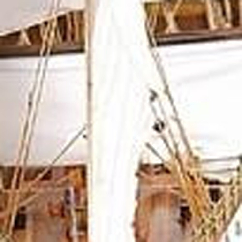 28" Maroon And White Solid Wood Hand Painted Boat Model Boat