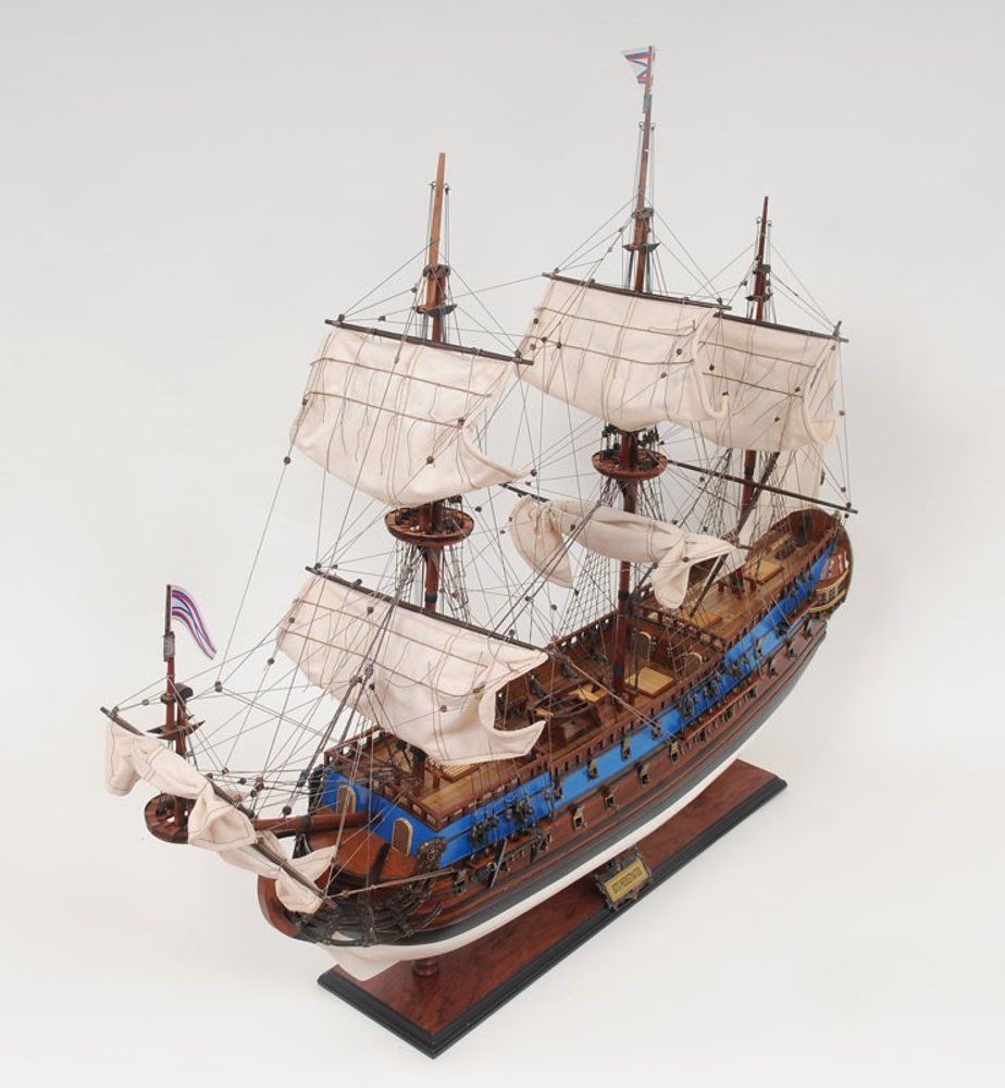 33" Blue and Brown 1700 Goto Predestination Hand Painted Decorative Boat