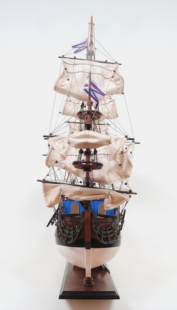 33" Blue and Brown 1700 Goto Predestination Hand Painted Decorative Boat