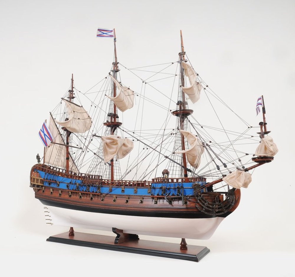 33" Blue and Brown 1700 Goto Predestination Hand Painted Decorative Boat