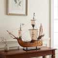 26" Wood Brown Hand Painted Sculpture