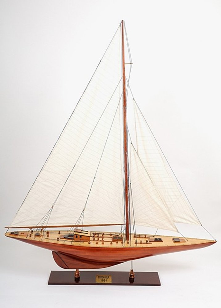 49" Brown Solid Wood Hand Painted Boat Model Boat