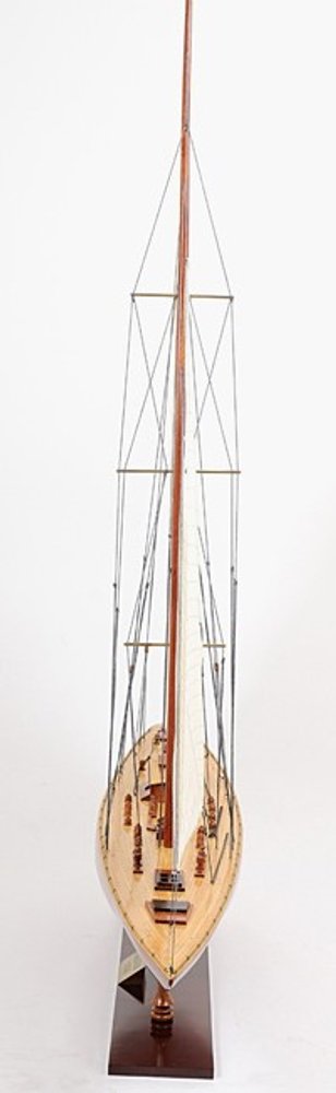 49" Brown Solid Wood Hand Painted Boat Model Boat