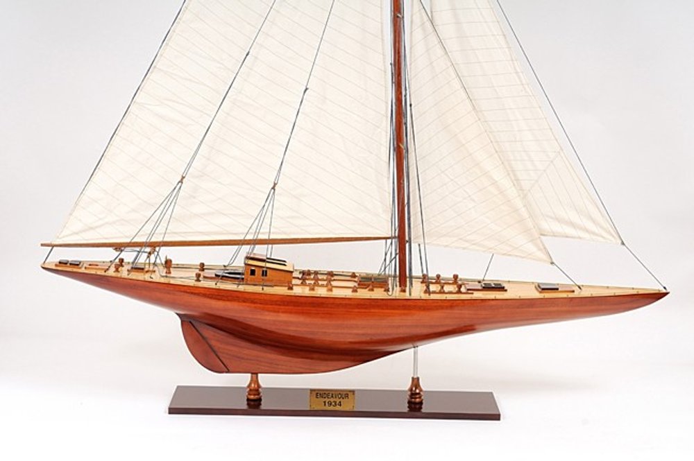 49" Brown Solid Wood Hand Painted Boat Model Boat