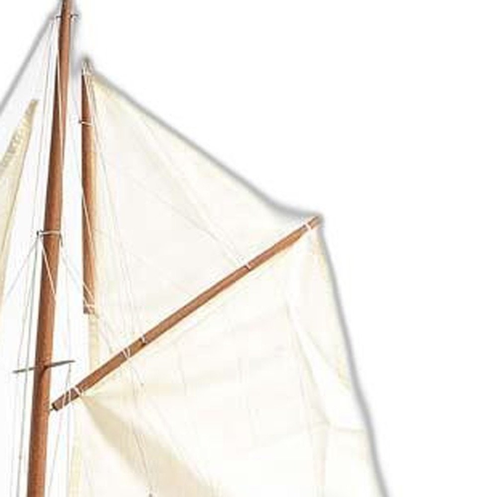 26" Brown Solid Wood Hand Painted Boat Model Boat