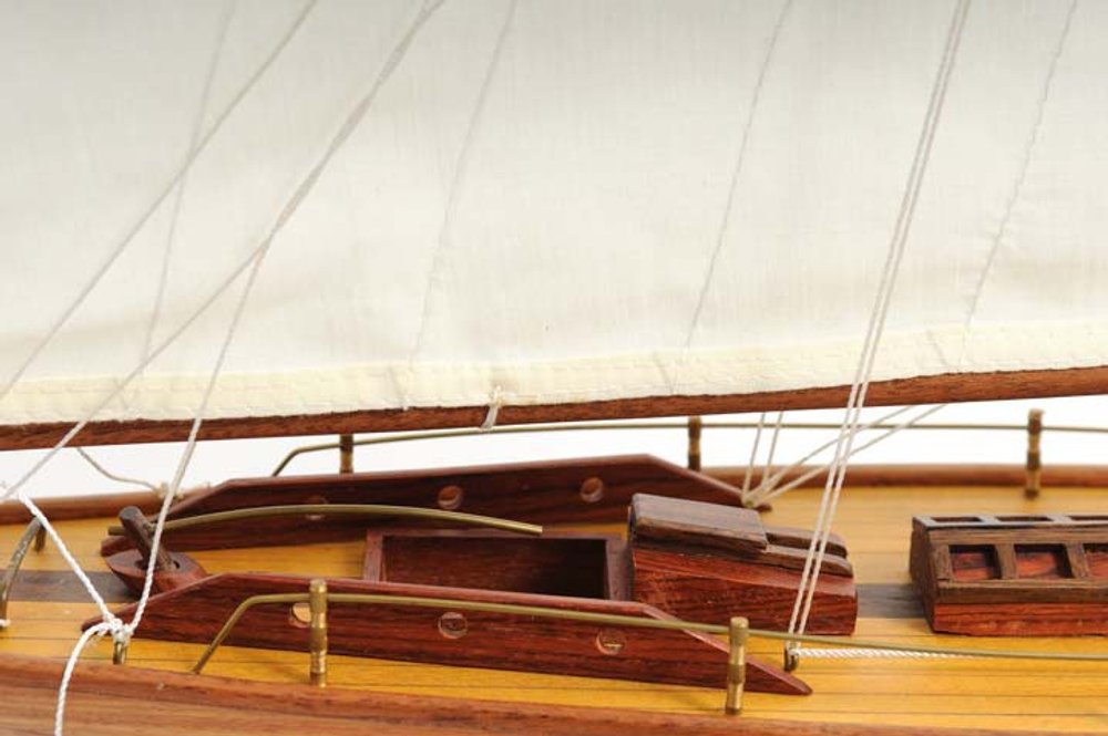 26" Brown Solid Wood Hand Painted Boat Model Boat