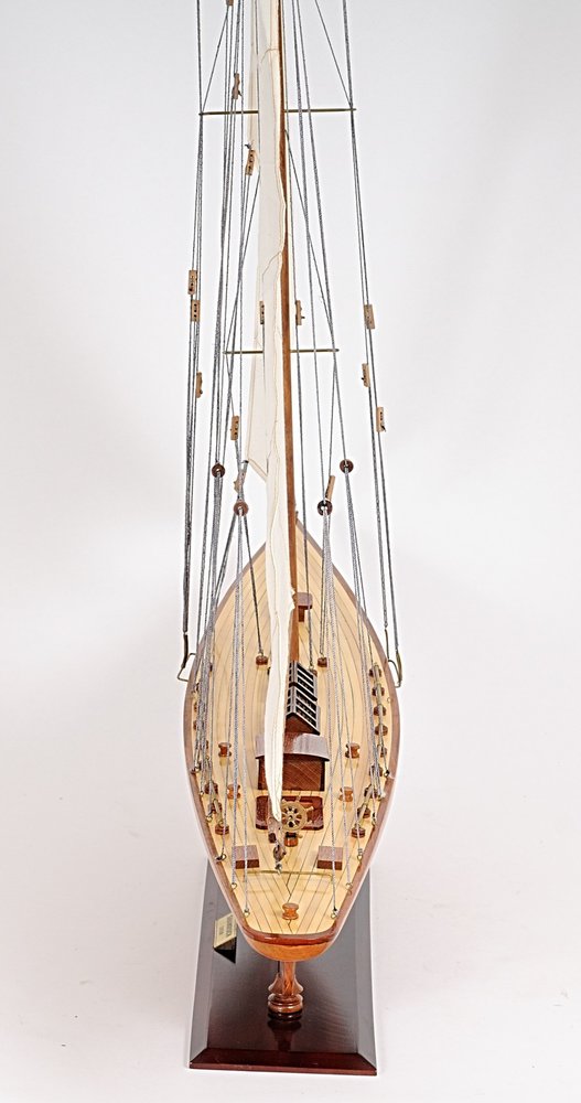 49" Brown Solid Wood Hand Painted Model Boat