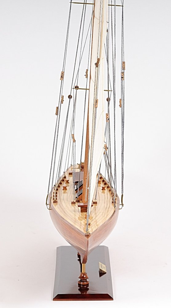 49" Brown Solid Wood Hand Painted Model Boat