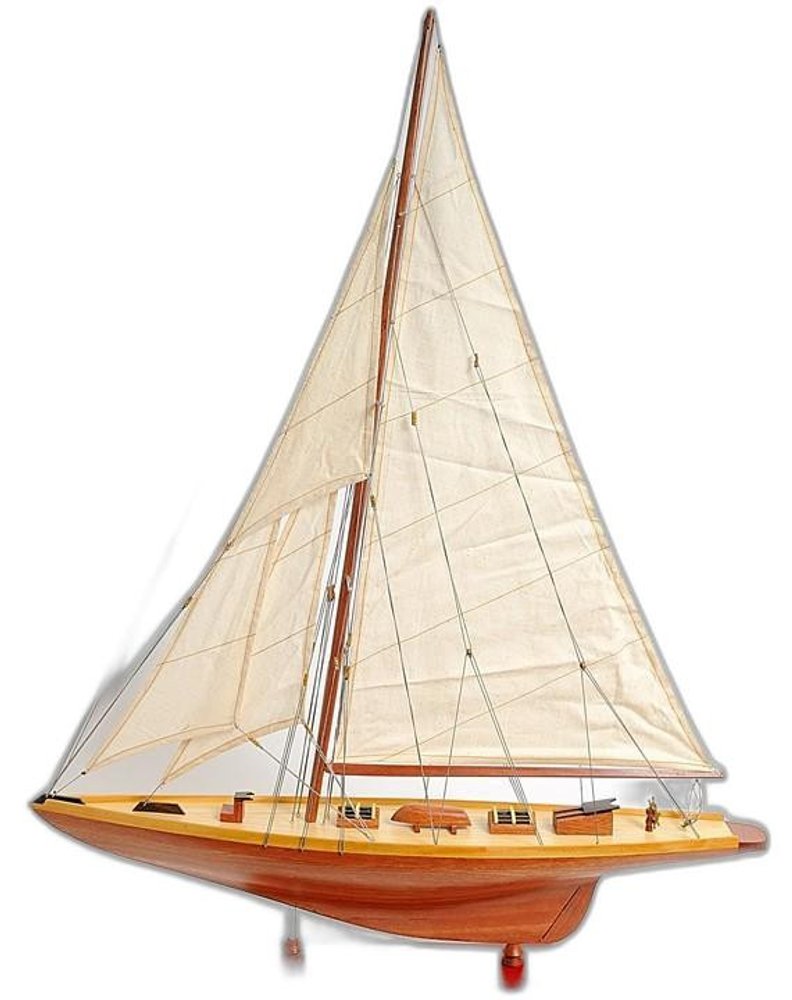 38" Brown Solid Wood Hand Painted Boat Model Boat