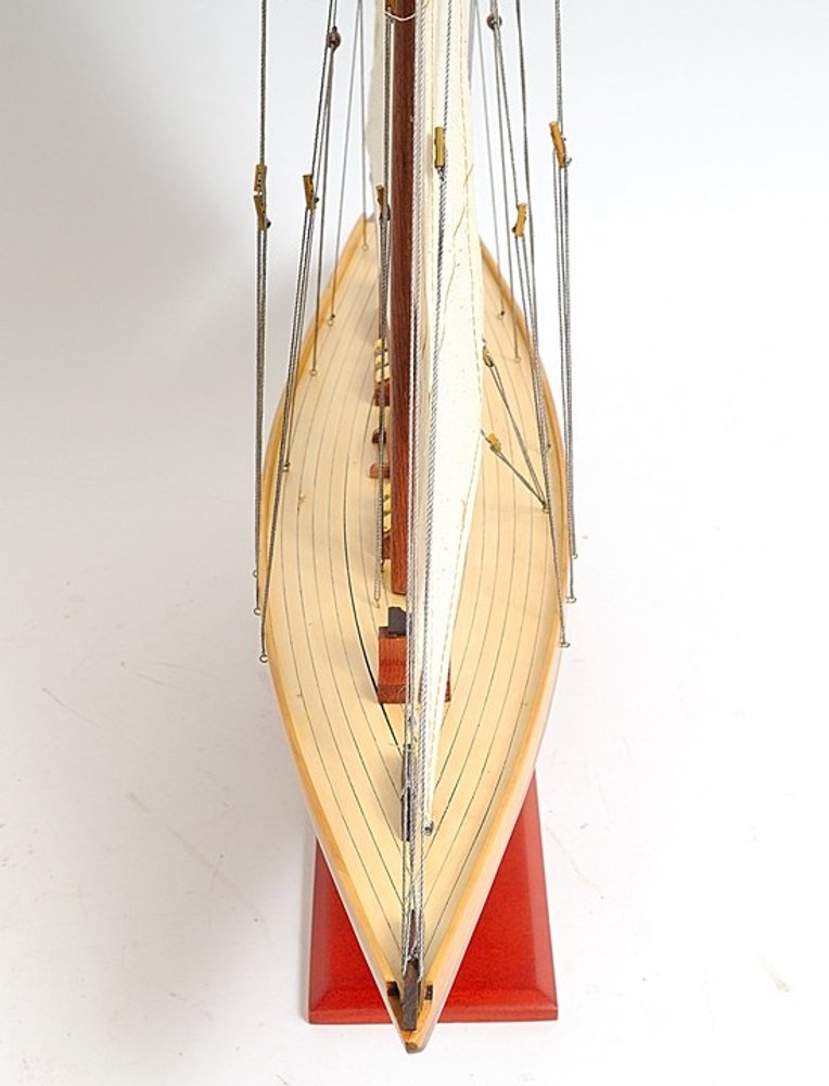 38" Brown Solid Wood Hand Painted Boat Model Boat