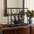 32" Black Solid Wood Hand Painted Black Pearl Pirate Medium Display Case Model Boat