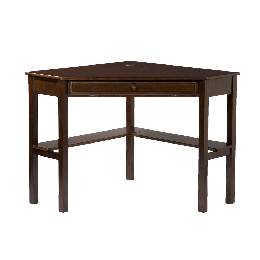 Espresso Corner Computer Desk on a white background