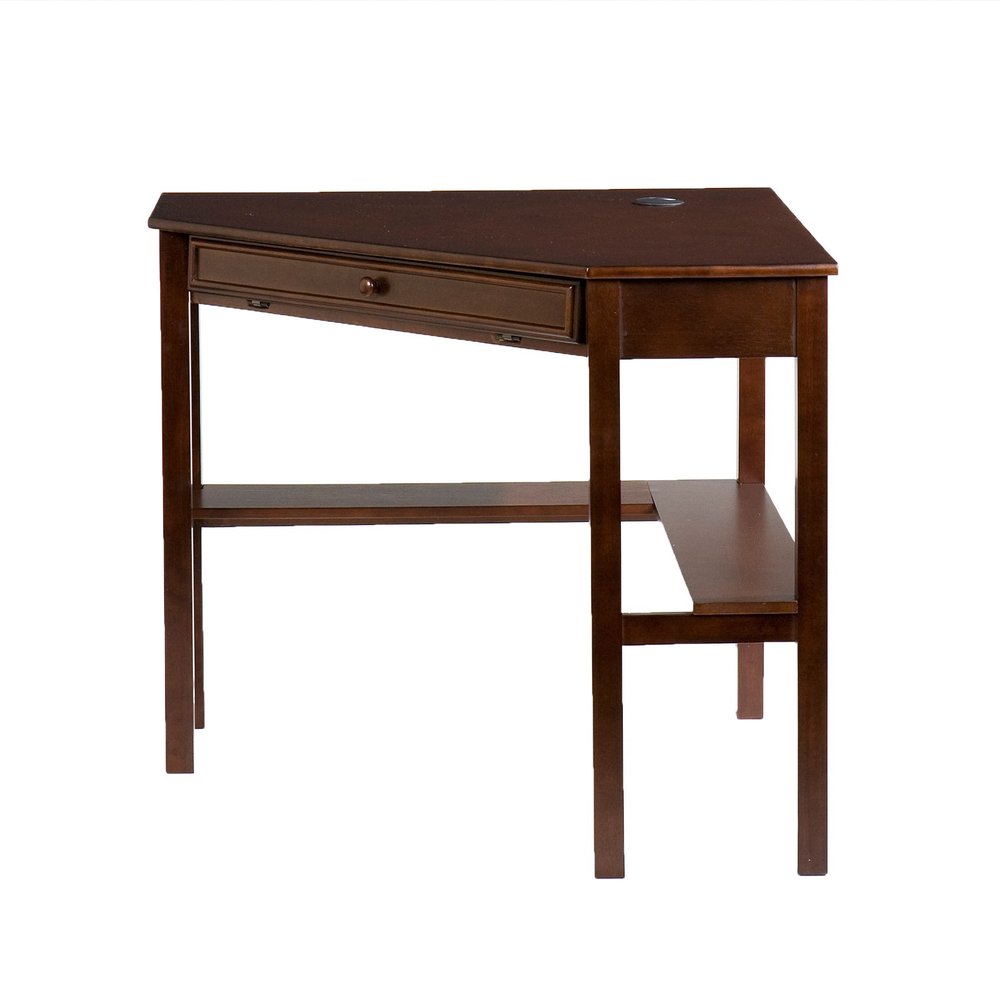 Espresso Corner Computer Desk on a white background