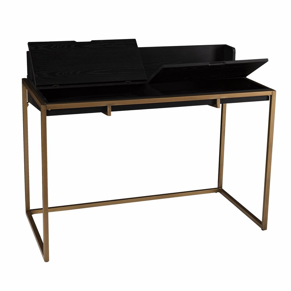 Adjustable Black and Gold Wood Sled on a white background