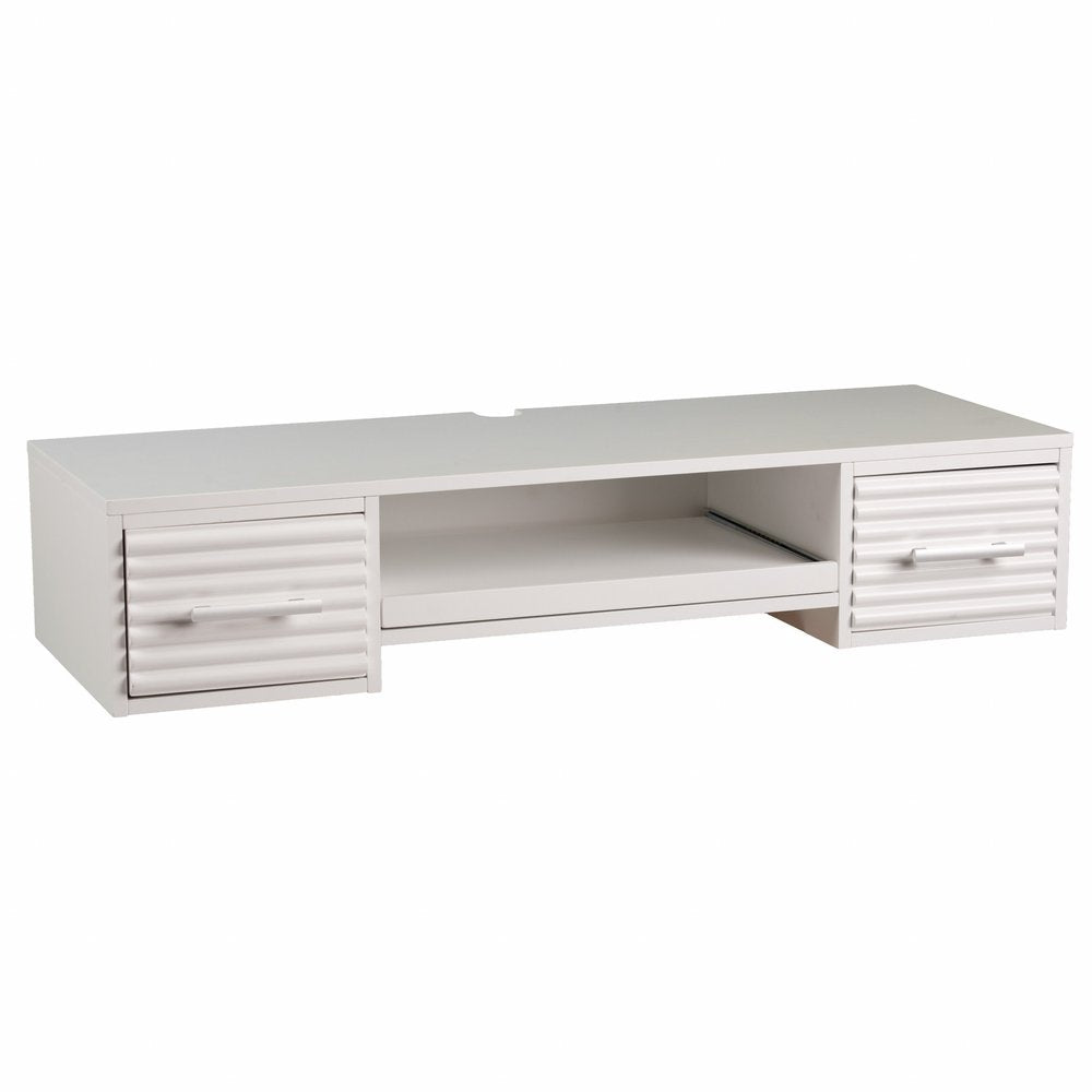 White Wall Mount Desk with Drawers on a white background
