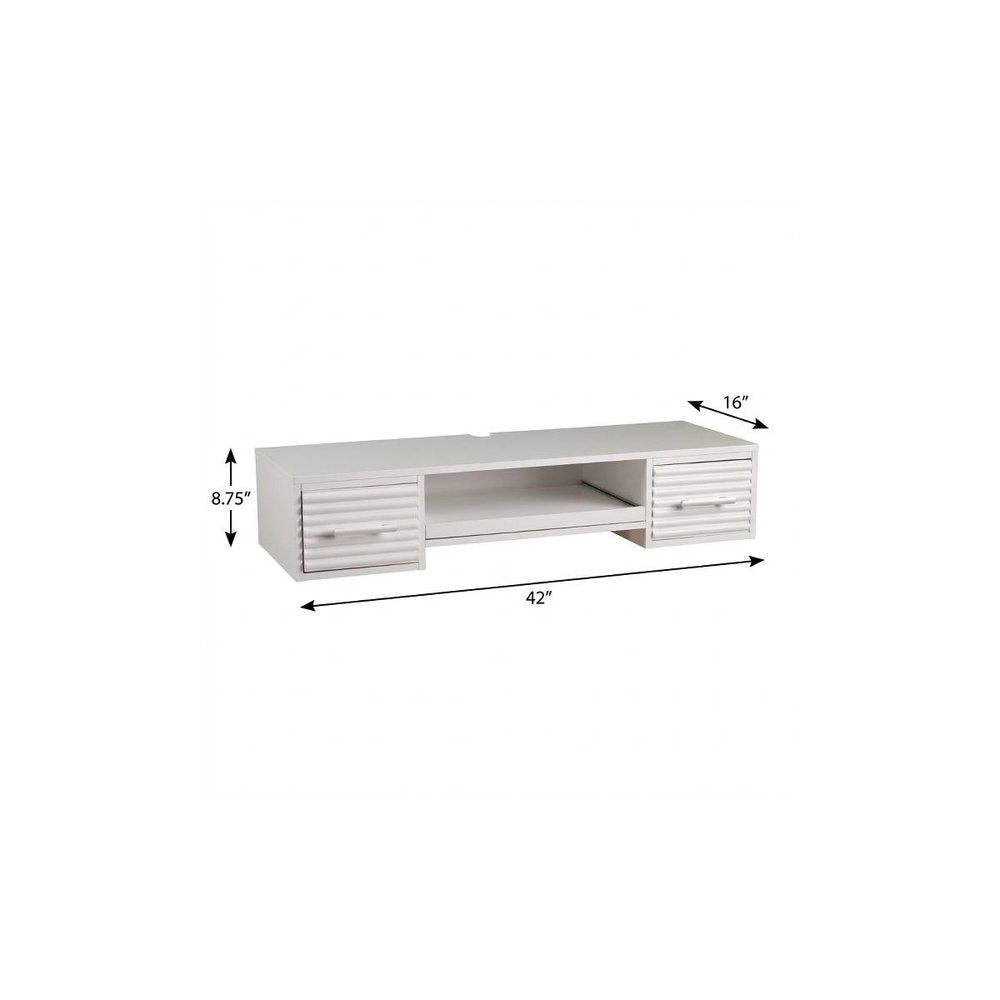 White Wall Mount Desk with Drawers on a white background