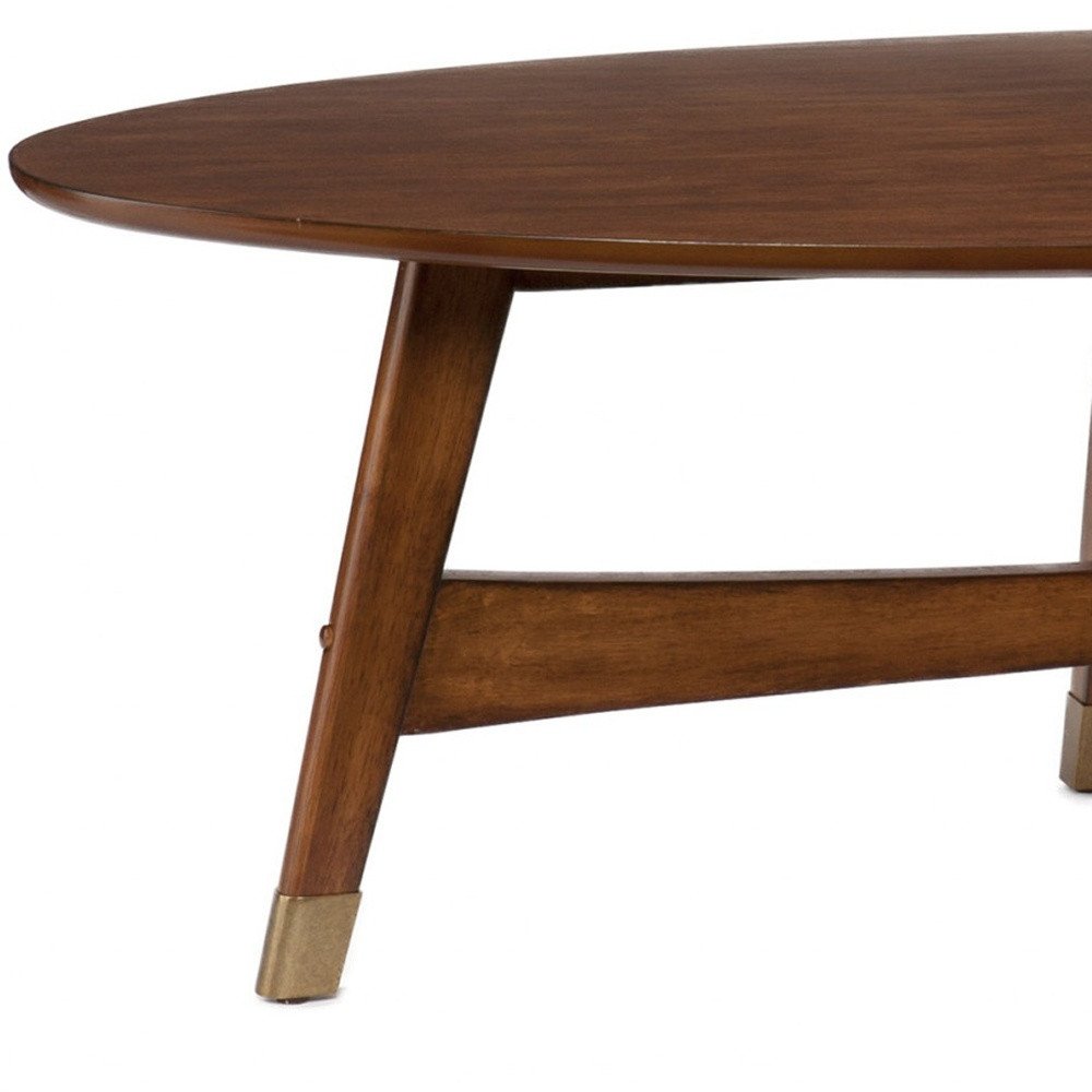 52" Brown Solid Wood With Iron Coffee Table. Coffee table isolated on a plain white background, in a brown wood finish.
