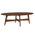 52" Brown Solid Wood With Iron Coffee Table. Coffee table isolated on a plain white background, finished in brown wood.