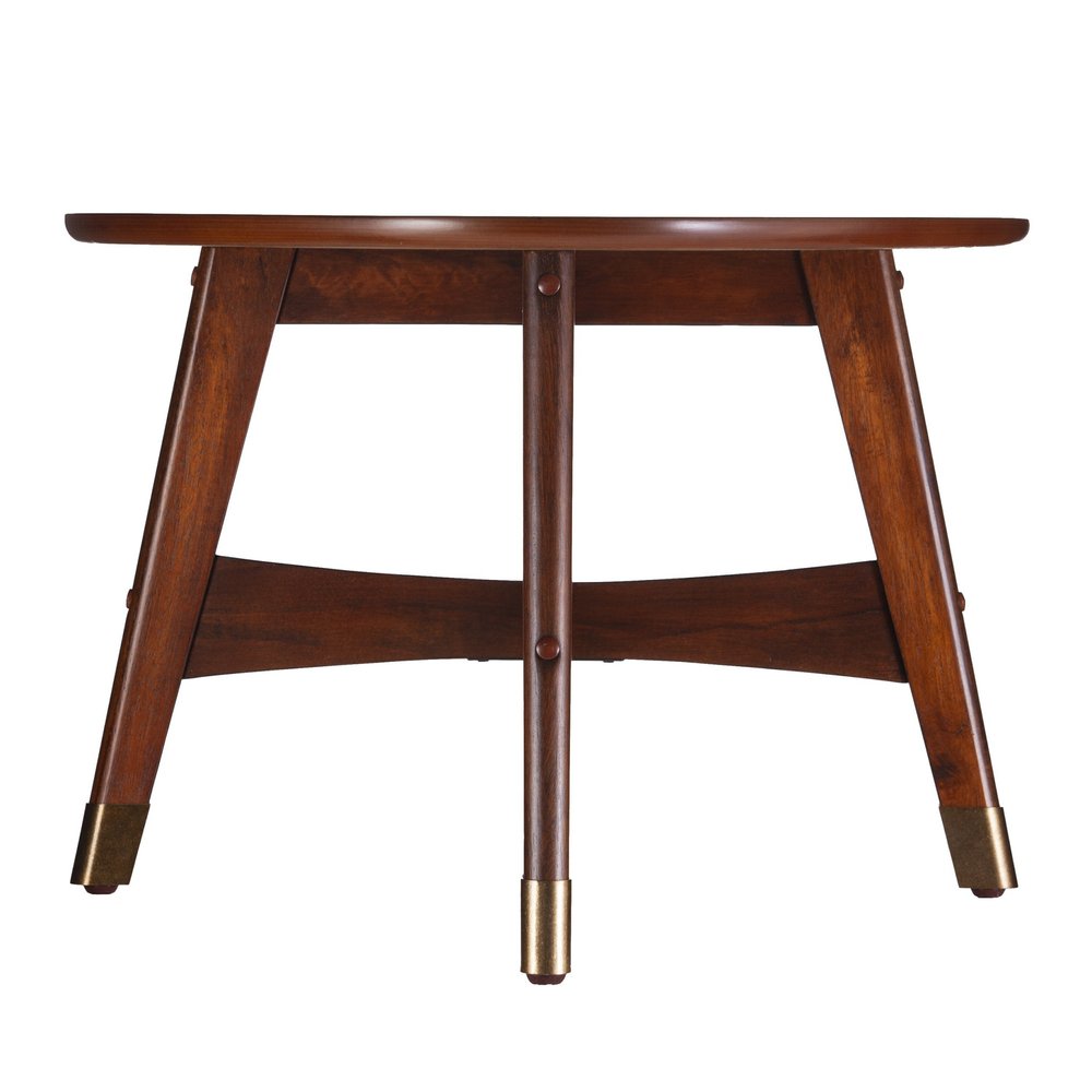 52" Brown Solid Wood With Iron Coffee Table. Coffee table isolated on a plain white background, showing a brown wood surface.