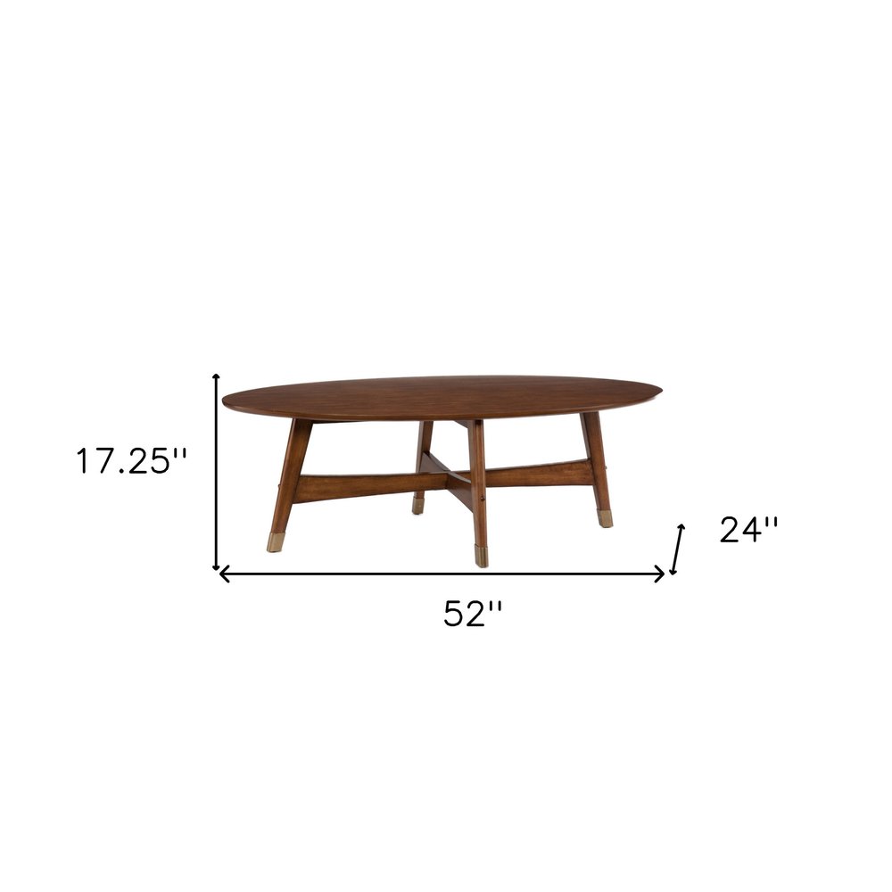 52" Brown Solid Wood With Iron Coffee Table. Coffee table isolated on a plain white background, in a brown wood finish.