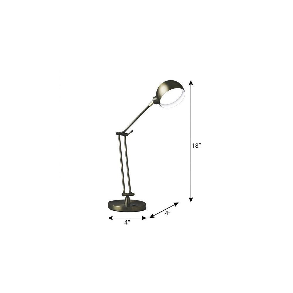 Shiny Satin Brass LED Adjustable Desk Lamp on a white background