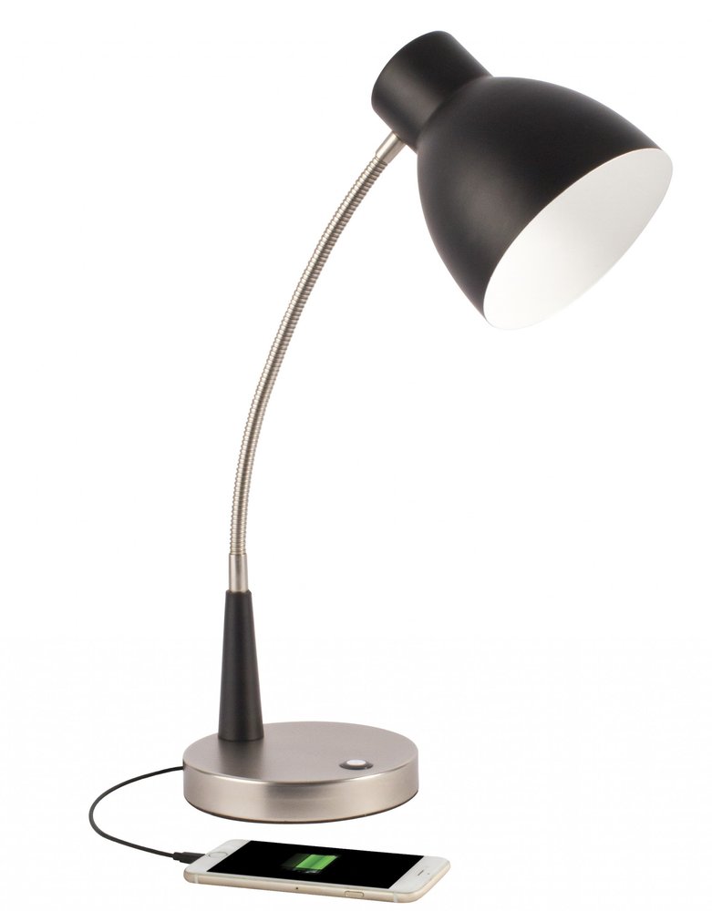 Black Matte and Silver LED Adjustable Desk Lamp on a white background