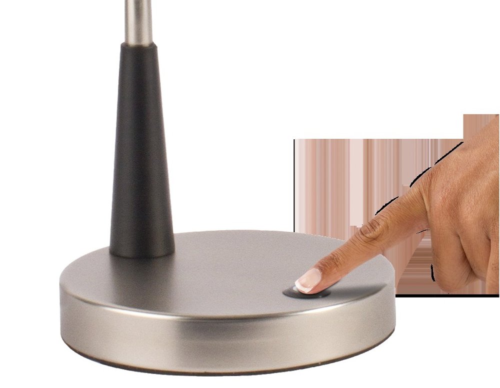 Black Matte and Silver LED Adjustable Desk Lamp on a white background