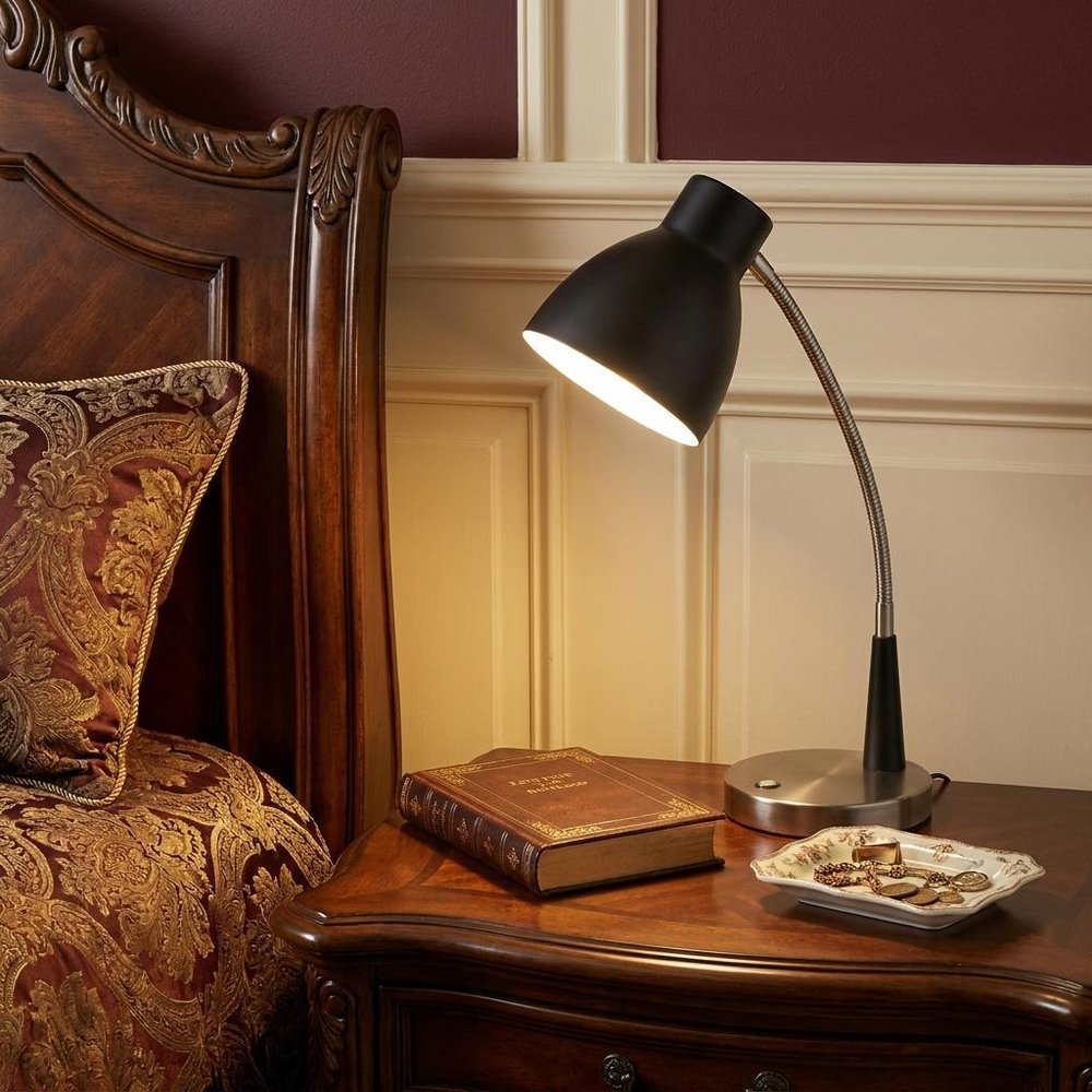 Black Matte and Silver LED Adjustable Desk Lamp