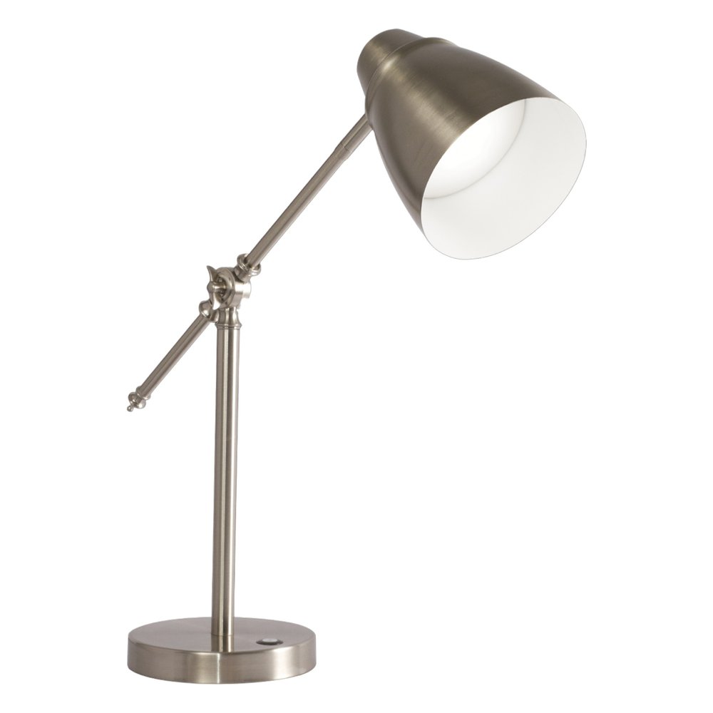 Brushed Silver LED Adjustable Desk Lamp on a white background