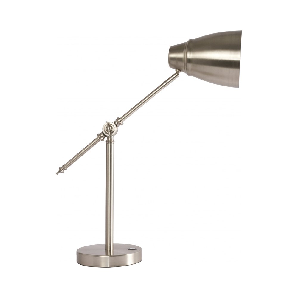 Brushed Silver LED Adjustable Desk Lamp on a white background