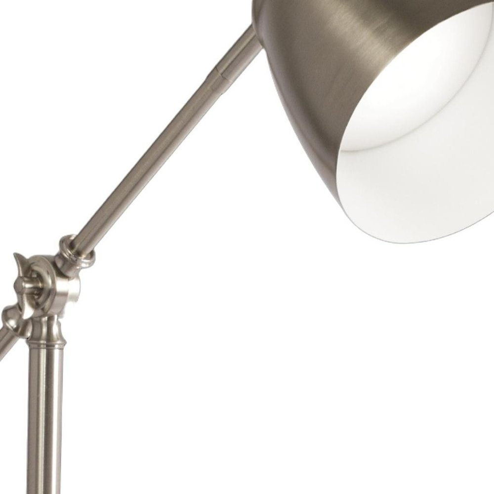 Brushed Silver LED Adjustable Desk Lamp on a white background
