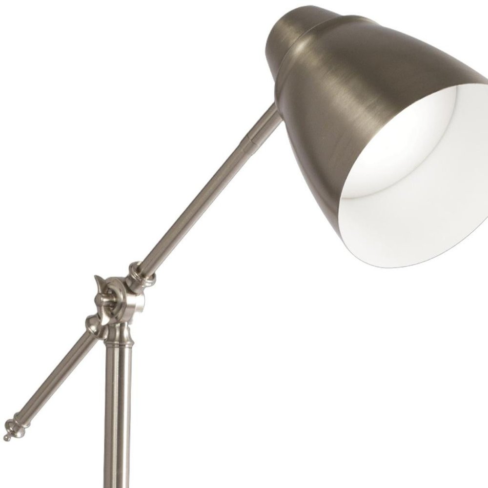 Brushed Silver LED Adjustable Desk Lamp on a white background