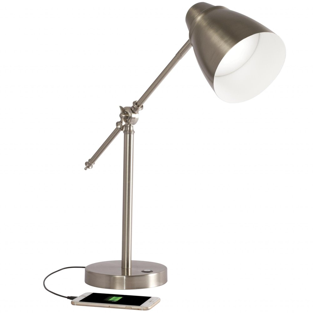 Brushed Silver LED Adjustable Desk Lamp
