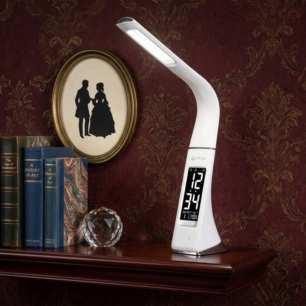 Contemporary White Sanitizing LED Desk Lamp