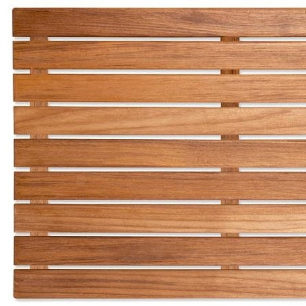 Close-up of 20" Premium Teak Shower Bath Mat showing the brown teak texture.